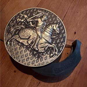 Vintage Scotch Tape holder black and gold knight beveled design